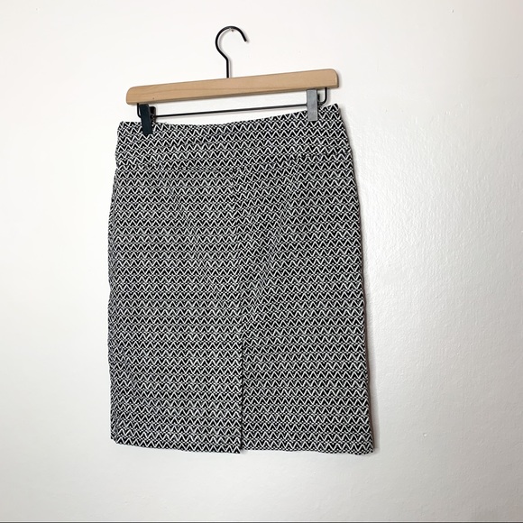 Margaret M Black White Geometric Print Stretchy Pencil Skirt Large L - Picture 4 of 7